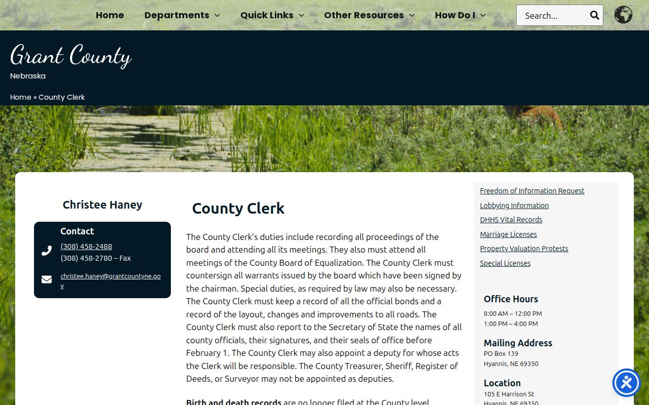 Grant County city court warrant records County Clerk page